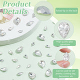 220Pcs 4 Style Glass Rhinestone Cabochons, Pointed Back & Back Plated, Faceted, Teardrop, Crystal, 8~14x5~10x2.8~4.5mm