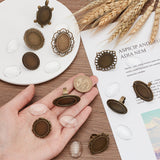 DIY Blank Dome Finger Rings Making Kit, Including Flower & Owl & Flower Adjustable Alloy Ring Settings, Glass Cabochons, Antique Bronze, 20Pcs/bag