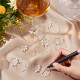 20pcs Acrylic Wine Glass Charms, Goblet Marker, with Brass Wine Glass Charm Rings, Flat Round, White, 65mm