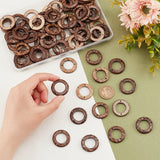 80Pcs Coconut Connector Charms, Ring Links, Coffee, 30x4mm, Hole: 2mm