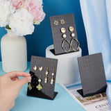 72-Hole Acrylic Slant Back Earring Display Stands, Rectangle Jewelry Organizer Holder for Earring Storage, Black, 8x4.7x11.6cm, Hole: 1.6mm