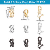 60Pcs 3 Colors 304 Stainless Steel Clip-on Earring Findings, with Horizontal Loops, Mixed Color, 12x6x8.5mm, Hole: 1mm, 20pcs/color