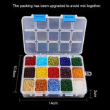 Glass Seed Beads, Transparent, Round, Mixed Color, 8/0, 3mm, Hole: 1mm, about 22g/color, about 7500pcs/box