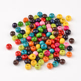 Wood Beads, Lead Free, Round, Dyed, Mixed Color, 7~8x6~7mm, Hole: 3mm