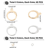 80Pcs 2 Colors 304 Stainless Steel Leverback Earring Findings, with Horizontal Loops, 100Pcs Open Jump Rings, Golden & Stainless Steel Color, 14.5x12.5x2mm, Hole: 1.2mm, 40Pcs/color