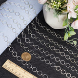 1 Roll Brass Handmade Mother-son Chains, Unwelded, with Spool, Silver, 12x0.8mm and 7.5x1.2x0.5mm, about 32.8 Feet(10m)/roll