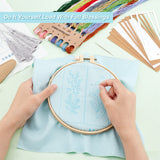 DIY Flower Pattern Paper Bookmark Embroidery Making Kits, including Fabric, Cotton Threads, Needle, Paper Craft Cards, Tassel Pendant Decoration and Embroidery Hoop, Mixed Color, Fabric: 267x267~270x0.3mm