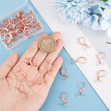 50Pcs 304 Stainless Steel Leverback Earring Findings, with Ice Pick Pinch Bails, Rose Gold, 24mm, Pin: 0.7mm and 0.5mm