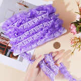 12.5 Yards Double Layers Polyester Lace Trim, Pleated Ribbon, for Garment Accessories, Purple, 1~1-1/8 inch(25~28mm)