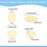 80Pcs 4 Style 304 Stainless Steel Charms, Stamping Blank Tag, Oval & Flat Round, Golden & Stainless Steel Color, 8~12.5x7.5~8x1mm, Hole: 1~1.5mm, 20pcs/style