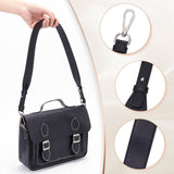 Imitation Leather Bag Handles, with Alloy Findings, for Bag Replacement Accessories, Black, 80x4x0.35cm