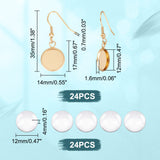 Blank Dome Dangle Earring Making Kit, Including 304 Stainless Steel Earring Hooks, Glass Cabochons, Golden, 48Pcs/box