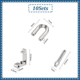 10Pcs 304 Stainless Steel Fold Over Clasp, with 316 Stainless Steel Findings, Stainless Steel Color, 10.5x3x3.5mm, Hole: 1.2mm