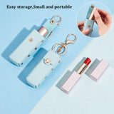 PU Leather Lipstick Storage Bags, Portable Lip Balm Organizer Holder for Women Ladies, with Light Gold Tone Alloy Keychain, Rectangle, Light Sea Green, 9x3.2x2.9cm