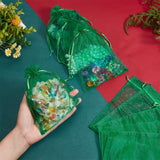 Organza Jewellery Storage Pouches, Wedding Favour Party Mesh Drawstring Gift Bags, Rectangle, Green, 18x13cm, 100pcs/box