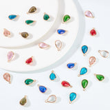 30Pcs 10 Colors Glass Pendants, with Golden Tone Brass Findings, Teardrop Charms, Mixed Color, 18.5x12.5x7mm, Hole: 1.5mm, 3Pcs/color