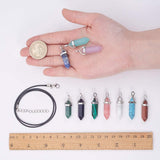 DIY Necklace Making, with Natural & Synthetic Gemstone and Glass Pointed Pendants, with Brass Findings and Waxed Cotton Cord, Bullet, Mixed Color, 36~40x12mm, Hole: 3x4mm