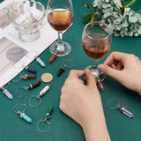 DIY Mixed Gemstone Bullet Wine Glass Charm Making Kit, Include Gemstone & Glass Pendant, Brass Wine Glass Charm Rings, 36~40x12mm