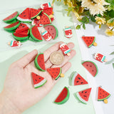 32Pcs 4 Styles Opaque Resin Pendants, Imitation Food, with Platinum Plated Iron Loops, Triangle Watermelon & Watermelon & Ice Cream, Red, 30~39x27~28x8mm, Hole: 2mm, 8pcs/style