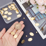 30Pcs 201 Stainless Steel Stud Earring Findings, with 304 Stainless Steel Pin and Ear Nuts, Oval, Real 24K Gold Plated, 17.5x12mm, Hole: 1mm, Pin: 0.7mm