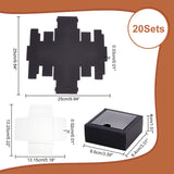 Cardboard Paper Gift Storage Boxes, with Plastic Visible Caps, Clear Window Gift Case, Square, Black, Finish Product: 8.6x8.4x4cm