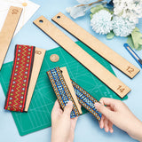 Wooden Ribbon Tail Rulers Set, Wreath Making Ribbon Ruler, Sewing Tools, Rectangle, BurlyWood, 100~351x38x6mm, Hole: 10mm, 6pcs/set