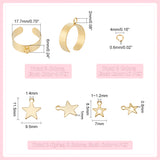 DIY Star Charm Cuff Ring Making Kit, Including 304 Stainless Steel Loop Ring Base & Charms & Jump Rings, Golden & Stainless Steel Color, 44Pcs/box
