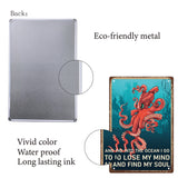 Vintage Metal Iron Tin Sign Poster, Wall Decor for Bars, Restaurants, Cafes Pubs, Vertical Rectangle, Octopus Pattern, 300x200x0.5mm, Hole: 5x5mm