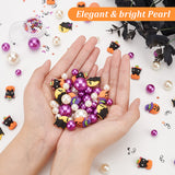 DIY Halloween Theme Vase Fillers for Centerpiece Floating Pearls Candles, Including Moon & Cat & Pumpkin Resin Cabochons, Round Plastic Beads, Nail Art Glitter, Mixed Color