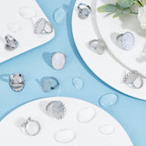 DIY Blank Dome Oval Finger Ring Making Kit, Including Stainless Steel Adjustable Ring Components, Glass Cabochons, Stainless Steel Color, 64Pcs/box