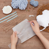 DIY Cherry Decoration Shoulder Bag Making Kits, including Thick Wool Yarns, Imitation Leather Fabric, Plastic Mesh Canvas Sheet, Iron Findings, Magnetic Clasp, Light Sky Blue, 22x13x5cm