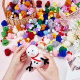 72Pcs 12 Colors Woolen Crochet Mini Hat with Double Pom Pom Ball, Ornament Accessories, Mixed Color, 35x31x28mm, 6pcs/color