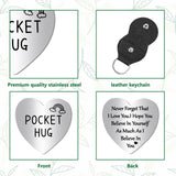 1Pc Heart Shape 201 Stainless Steel Commemorative Decision Maker Coin, Pocket Hug Coin, with 1Pc PU Leather Storage Pouch, Word, Heart: 26x26x2mm, Clip: 105x47x1.3mm