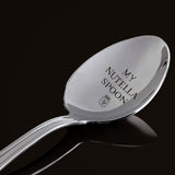 Stainless Steel Spoon, with Black Word, Stainless Steel Color, Bottle Pattern, 196x32mm, 2pcs/set