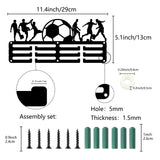 Sports Theme Iron Medal Hanger Holder Display Wall Rack, 3-Line, with Screws, Football, 130x290mm, Hole: 5mm