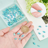 100Pcs 5 Style Synthetic Turquoise Cabochons, Moon & Horse Eye & Rectangle & Teardrop & Rhombus, Dyed, Medium Turquoise, 20pcs/style