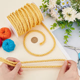 3-Ply Polyester Twisted Cords, Milan Cord, with Spool, Gold, 8mm, about 21.87 Yards(20m)/Roll