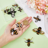 9Pcs 9 Style Bees & Dragonfly Handicraft Acrylic & Glass Beaded Appliques, with Rhinestones, Costume Accessories, Mixed Color, 29~50x24~62x6~9mm, 1pc/style