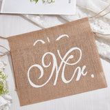 Mr and Mrs Burlap Chair Banners, Bride & Groom Chair Signs for Wedding Decorations, Engagement Party Supplies, Tan, 1350~1370mm, 2pcs/set