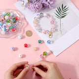 72Pcs 18 Style UV Plating Rainbow Iridescent Acrylic Beads, Round, Mixed Color, 15~16x15~16mm, Hole: 2.7~3mm, 4pcs/style