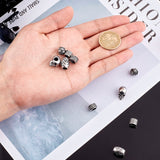 Stainless Steel European Beads, Large Hole Beads, Mixed Shapes, Antique Silver, 10pcs/box