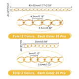 100Pcs 4 Style 304 Stainless Steel Curb Chain Extender, End Chains, Golden & Stainless Steel Color, 25~52mm, 25Pcs/style