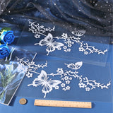 PVC Reflective Car Stickers, Waterproof Self-Adhesive Flower Butterfly Decals for Car Decoration, Silver, 400x205x0.1mm