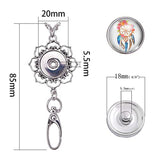 DIY Flat Round Lanyard Necklace Making Kit, Include Glass Buttons, Zinc Alloy Keychain, 304 Stainless Steel Chains Necklaces, Other Pattern, 14pcs/box