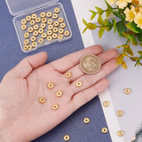 Brass Beads, Long-Lasting Plated, Matte Style, Textured, Flat Round, Real 18K Gold Plated, 7.5x2.3mm, Hole: 1.8mm, 50pcs/box