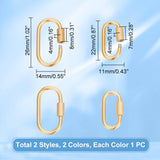 4Pcs 4 Style Ion Plating(IP) 304 Stainless Steel Screw Carabiner Lock Charms, for Necklaces Making, Oval, Golden & Stainless Steel Color, 22~26x11~14x4mm, Screw: 7~8x4mm, 1pc/style