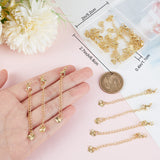 20Pcs Brass Curb Chain Extender, End Chains with Lobster Claw Clasps and Heart Chain Tabs, Long-Lasting Plated, Real 18K Gold Plated, 65x3mm, Hole: 2.5mm