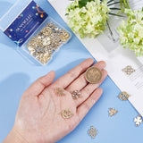48Pcs 8 Styles Alloy Connector Charms, Flower & Clover & Butterfly Links, Mixed Shapes, Golden, 13.5~20.5x12~15.5x1~2mm, Hole: 1~2mm, 6pcs/style