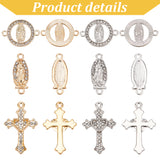 60PCS 6Style Alloy Pendants, with Cubic Zirconia, Cross, Virgin, Mixed Color, 18~29x9~24x2~3mm, Hole: 1.4~1.8mm