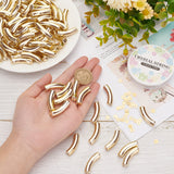 DIY Curved Tube Chunky Bracelet Making Kit, Including Acrylic & Brass Spacer Beads, Elastic Thread, Gold, Beads: 200Pcs/box